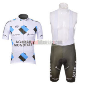 2012 Team AG2R LA MONDIALE Cycling Bib Kit White Grey
