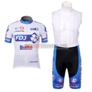 2012 Team FDJ Cycling Bib Kit White Blue