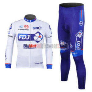 2012 Team FDJ Pro Cycling Long Kit White Blue