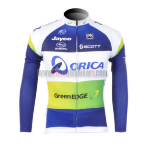 2012 Team ORICA GreenEDGE Cycling Long Sleeve Jersey Blue Green