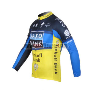 2012 Team SAXO BANK Cycle Long Sleeve Jersey Yellow Blue