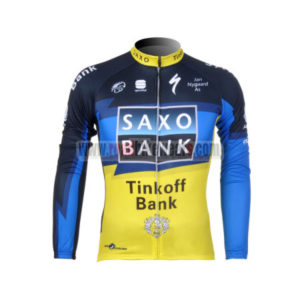 2012 Team SAXO BANK Cycling Long Sleeve Jersey Yellow Blue