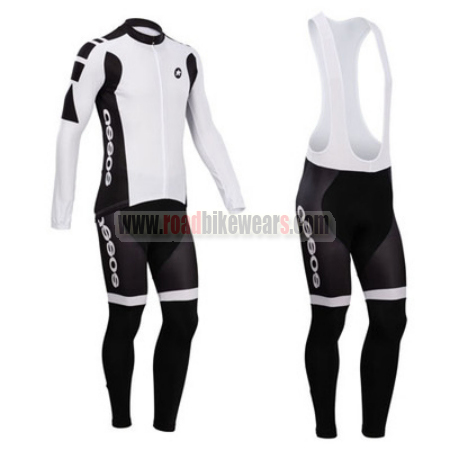 2014 Team ASSOS Winter Cycle Wear Thermal Fleece Biking Long Sleeves Jersey and Padded Bib Pants Tights White Roupas Bike Wear Store