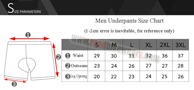 Men Underpants Size Chart