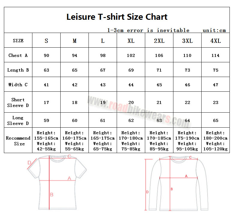 Lotto T Shirt Size Chart
