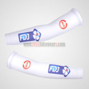 2012 Team FDJ Cycling Arm Warmers Sleeves White