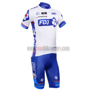 2013 Team FDJ Cycling Kit White Blue