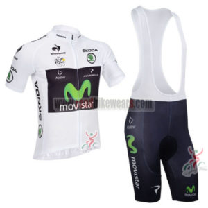 2013 Team Movistar Pro Cycling White Jersey Bibs Kit