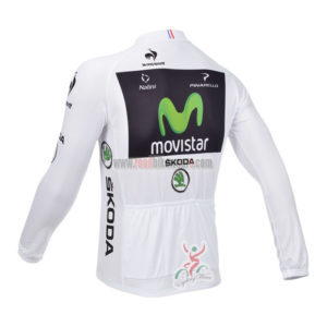 2013 Team Movistar Pro Bike Long Sleeve White Jersey