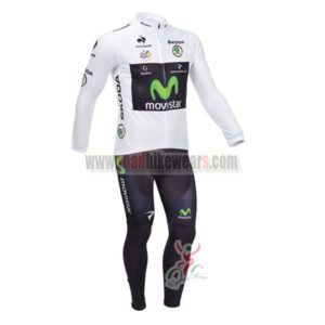 2013 Team Movistar Pro Bike Long Sleeve White Jersey Kit