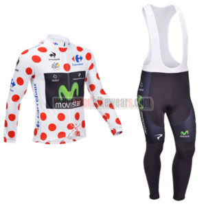 2013 Team Movistar Pro Cycling Long Sleeve Polka Dot Bib Kit