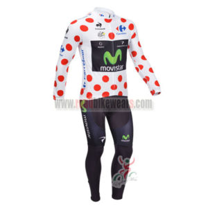 2013 Team Movistar Pro Cycling Long Sleeve Polka Dot Jersey Kit