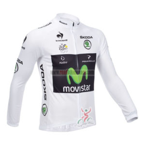 2013 Team Movistar Pro Cycling Long Sleeve White Jersey