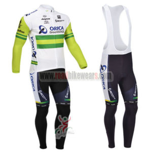 2013 Team ORICA GreenEDGE Cycling Long Bib Kit White Green