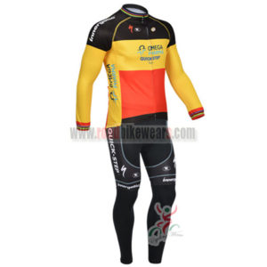 2013 Team QUICK STEP Cycling Long Kit Red Yellow