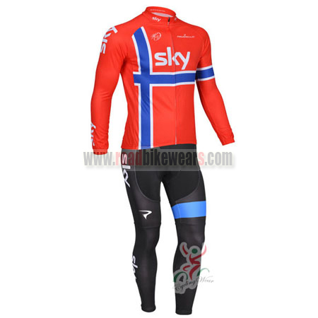 2013 Team SKY Norway Cycle Riding Long Jersey Padded Pants Tights Ropa De Ciclismo Red | Road Bike Wear Store