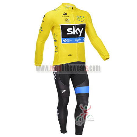 2013 Team LCL Tour de Cycle Apparel Riding Long Jersey and Padded Pants Tights De Ciclismo Yellow | Road Bike Wear Store