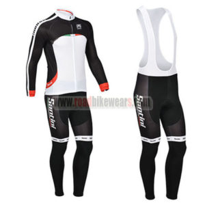 2013 Team Santini Cycling Long Bib Kit Black White