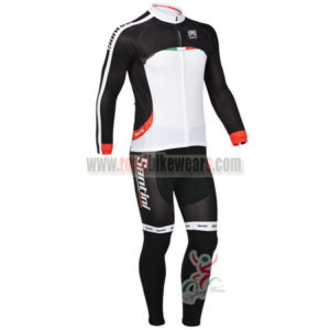 2013 Team Santini Cycling Long Kit Black White