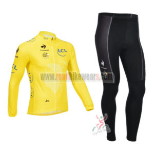 2013 Tour de France Pro Cycling Long Sleeve Kit Yellow Jersey