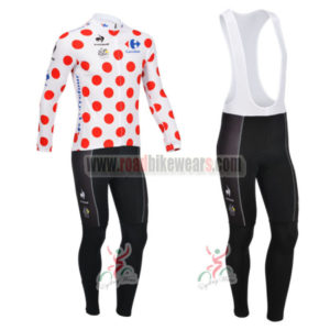 2013 Tour de France Pro Cycling Long Sleeve Polka Dot Jersey Bibs Kit