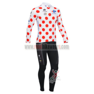 2013 Tour de France Pro Cycling Long Sleeve Polka Dot Jersey Kit