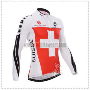 2014 Team ASSOS Cycling Long Jersey Red White Cross