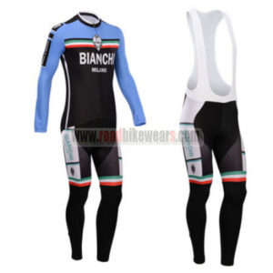 2014 Team BIANCHI Pro Cycling Long Bib Kit Blue Black