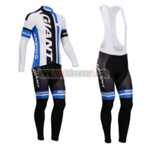 2014 Team GIANT Cycling Long Bib Kit White Black Blue