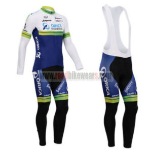 2014 Team ORICA GreenEDGE Cycling Long Bib Kit White Blue