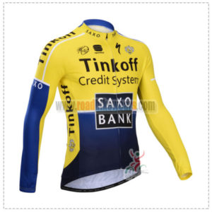 2014 Team SAXO BANK Cycling Long Jersey Yellow Blue