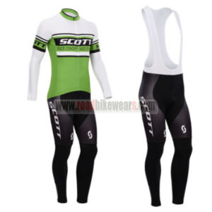 2014 Team SCOTT Cycling Long Bib Kit White Green