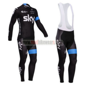 2014 Team SKY Pro Cycling Long Bib Kit Black Blue