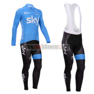 2014 Team SKY Pro Cycling Long Bib Kit Blue