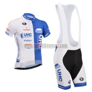 2014 Team UHC Cycling Bib Kit White Blue