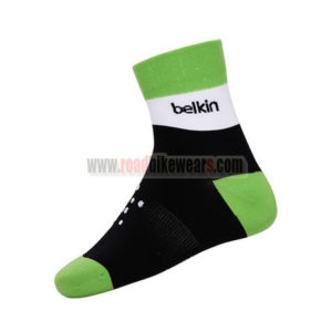 2015 Team Belkin Cycling Socks Black Green