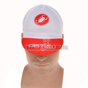 2015 Team Castelli Bicycle Cap Hat White Red