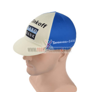 2015 Team SAXO BANK Cycling Hat White Blue