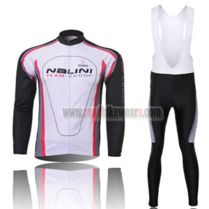 2011 Team NALINI Cycling Long Bib Kit White Black