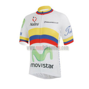 2013 Team Movistar Cycling Jersey White Colorful lines