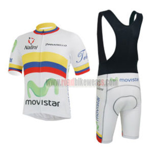 2013 Team Movistar Riding Bib Kit White Colorful lines