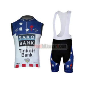 2013 Team SAXO BANK Pro Cycle Sleeveless Bib Kit Blue White