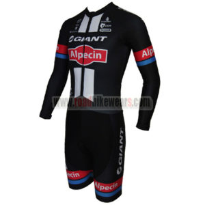 2015 Team GIANT Alpecin Long Sleeves Triathlon Cycling Outfit Skinsuit Black