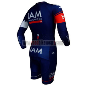 2015 Team IAM Long Sleeves Triathlon Racing Apparel Skinsuit Blue