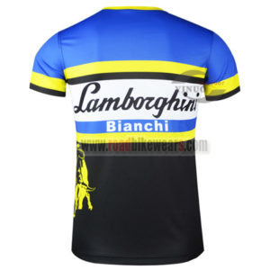2015 Team Lambor Bianchi Bicycle Outdoor Sport Apparel Sweatshirt Round Neck T-shirt Blue Black