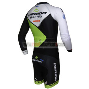 2015 Team MERIDA Long Sleeves Triathlon Riding Wear Skinsuit Black White Green