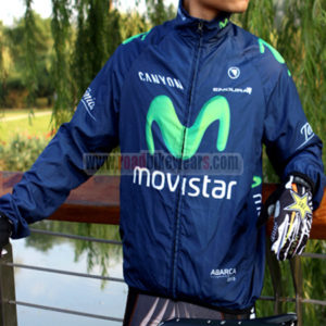 2015 Team Movistar Cycling Raincoat Wind-proof Blue