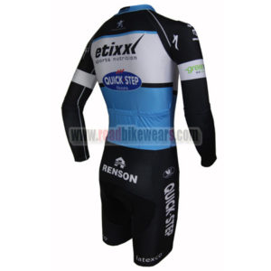 2015 Team QUICK STEP Long Sleeves Triathlon Cycling Apparel Skinsuit Black Blue White