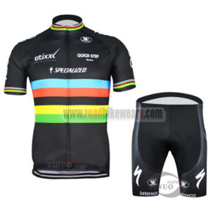 2015 Team QUICK STEP UCI Cycling Kit Black Rainbow