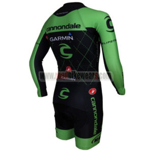 2015 Team cannondale GARMIN Long Sleeves Triathlon Cycling Outfit Skinsuit Black Green